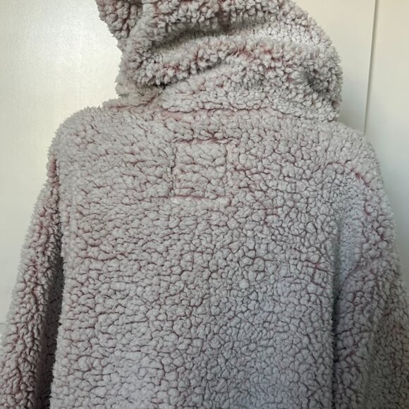 PINK Victorias Secret Pink Sherpa Open Front Hoodie Teddy Cardigan One Size - Picture 10 of 12